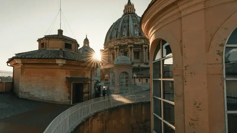 Dachterrasse Petersdom bei Sonnenuntergang
